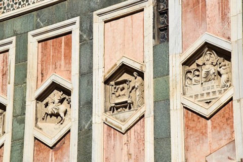 Florence, Italy. September 15, 2023.Decorations at the Florence Cathedral