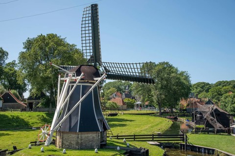 Enkhuizen, Netherlands, June 2022. The mill on the grounds of the Zuiderzee Museum in Enkhuizen