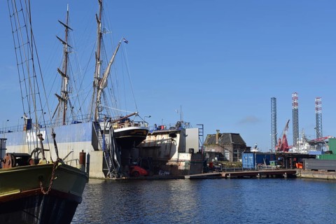 Den Helder, Netherlands. April 2023. Old schooners and tallships in Den Helder harbor