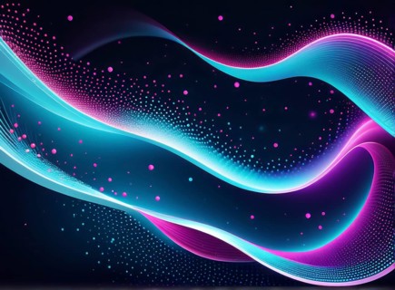 Fluid neon waves in blue and pink glow against a dark background, creating an abstract and