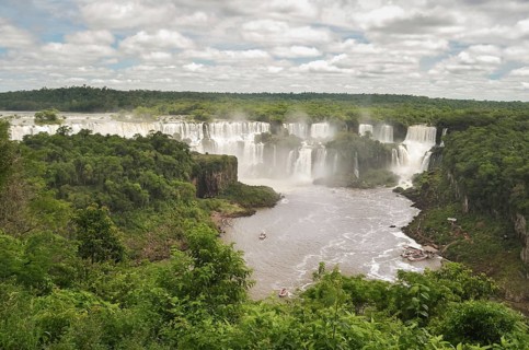 Beautiful photo of the Iguassu Falls, the highest water flow in the world's cataracts, Foz do