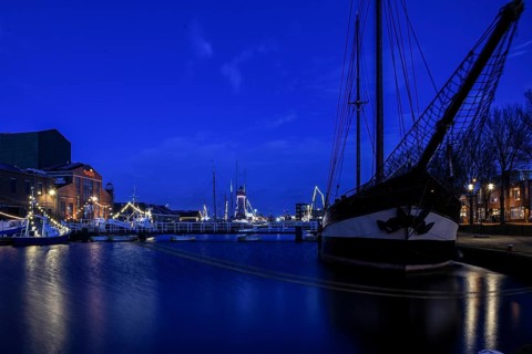 Den Helder, the netherlands. December 2012. The former Willemsoord shipyard in Den Helder by night.