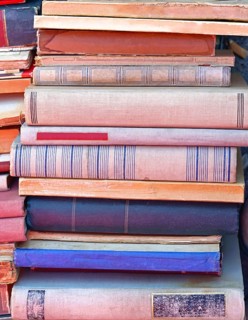 Big pile of books at flea market
