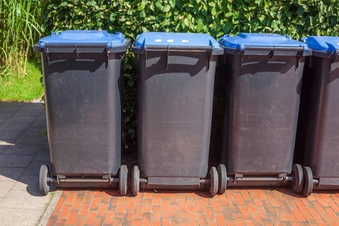 Blue bins, recycling bin for paper waste, Germany, Europe