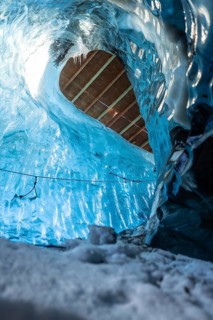 Beautiful interior of the glacier cave at the Vatnajokull Glacier in winter in Iceland