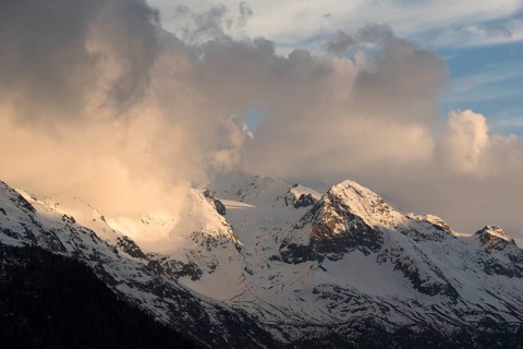 Mountain massif in the Stelvio National Park in South Tyrol, Italy, Europe