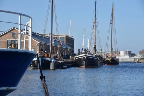 Den Helder, Netherlands. April 2023. Old schooners and tallships in Den Helder harbor