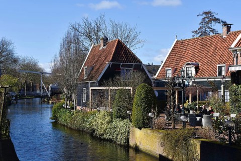 Edam, Netherlands. February 2023. The canals in Edam, Holland