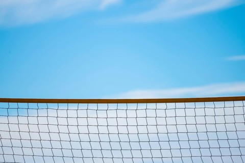 Beach volleyball net at a beach