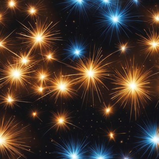 Bright blue and orange fireworks in the night sky, signaling a joyful celebration, AI generated