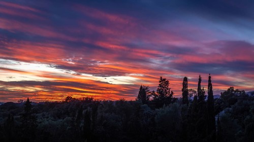 Sunset over the hinterland of Majorca, Llubi, Majorca, Spain, Europe