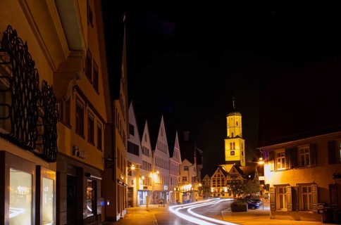 The market square in Biberach an der Riss, night shot, Biberach, Baden-Württemberg, Germany, Europe