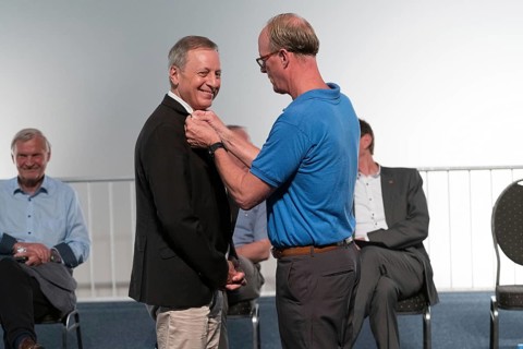 SPEYER, 21 MAY 2022, Presentation of the ASE Universal Astronaut Pin to Michel Tognini at the ASE,