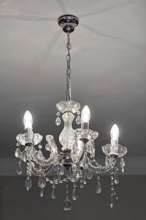 Crystal chandelier with incandescent light bulbs