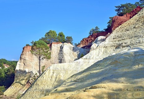 Cliffs of red and white ochre-coloured earth