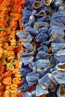 Dried eggplant vegetables at strings