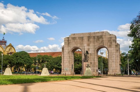 Porto Alegre, Rio Grande do Sul, Brazil, March 29, 2021: Monument to the expeditionary of