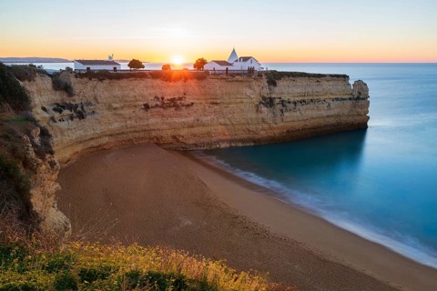 Nossa Senhora da Rocha church in Algarve at sunset, Portugal, Europe
