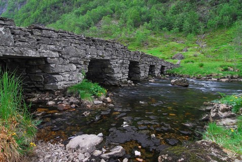 A stone bridge on the old Trondheim postal route between Leirvik and Dale in Norway