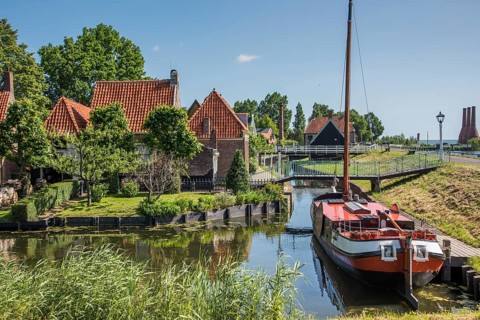 Enkhuizen, Netherlands, June 2022. The old fishermen's cottages at the Zuiderzee Museum in