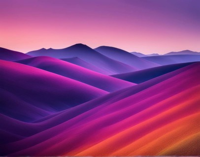 Vibrant desert landscape with pink and purple sand dunes under a warm sunset, AI generated