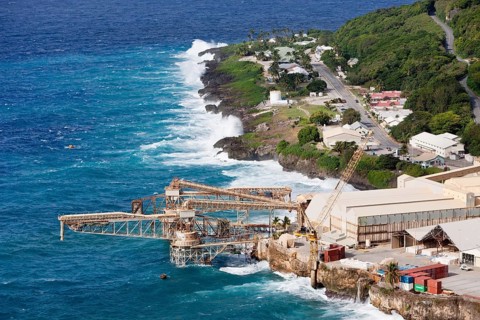 Phosphate loading crane at the harbour, Flying Fish Cove, Christmas Island, Australia, Asia