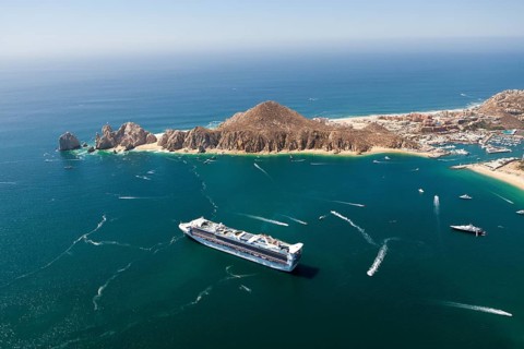 Cruise ship off Cabo San Lucas, Cabo San Lucas, Baja California Sur, Mexico, Central America
