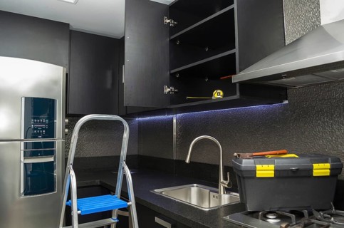 Renovation or repair in kitchen furniture, kitchen counter