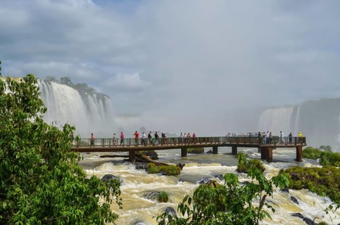 Beautiful photo of the Iguassu Falls, the highest water flow in the world's cataracts, Foz do