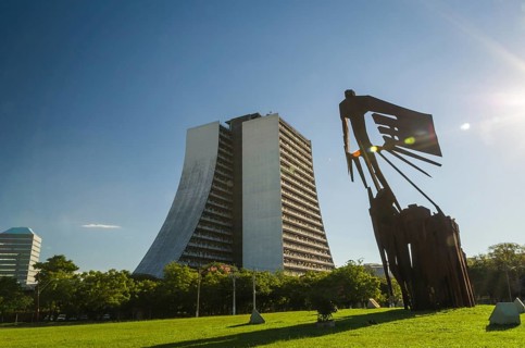 Porto Alegre, Rio Grande do Sul, Brazil, March 29, 2021: Beautiful photograph of the square of the