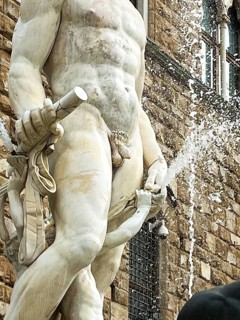 Florence, Italy. September 18, 2023. Piazza della Signoria in Florence, with its famous sculptures.