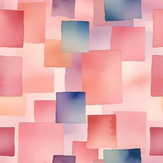 Watercolor squares in shades of pink and blue creating an abstract, soft, and minimalistic