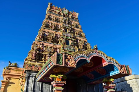 Den Helder, the Netherlands. December 2021. The colorful ornaments and decorations of a Hindu