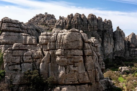 Limestone rock formations in El Torcal de Antequera nature reserve, in Spain