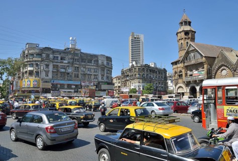 Traffic jam in front of the Crawford Market or Mahatma Jyotiba Phule Market, Mumbai, Maharashtra,