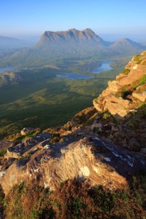 View of Suilven and Cul Mor, Sutherland, Scotland, Great Britain