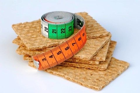 Crispbread and measuring tape/ crispbread