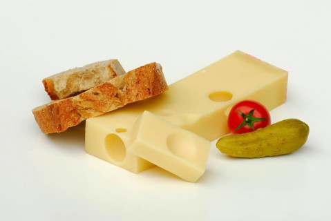 Swiss cheese with bread, cucumber and tomato, Swiss cheese, Emmental