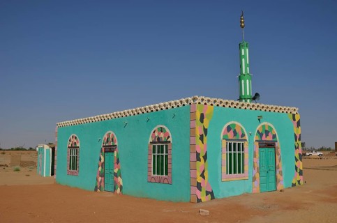 Sufi Gadria Mokakshfia Mosque, typical colourful Nubian pattern, Al Dabbah, Northern State, Nubia,