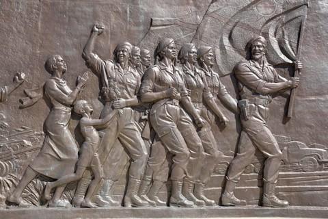 Wall panels with historical motifs from Namibian history on the Heldenacker or National Heroes'
