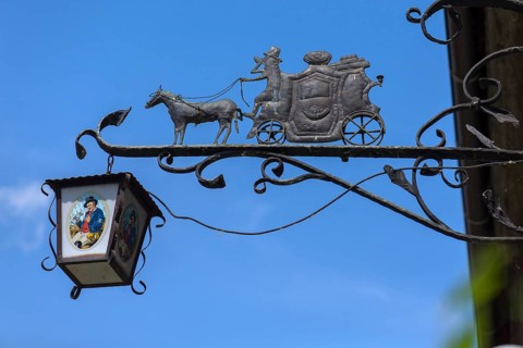 Nose sign Gasthaus Zur Post, Ettlingen, Lower Franconia, Bavaria, Germany, Europe