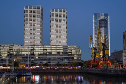 Harbour district Puerto Madero in evening light, Buenos Aires, Argentina, South America