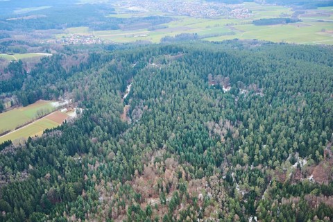 Aerial view of the area around Neumarkt in der Oberpfalz, Bavaria, Germany, Europe