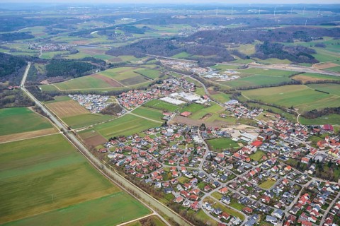 Aerial view of the area around Neumarkt in der Oberpfalz, Bavaria, Germany, Europe