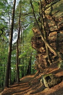 The Wanterbaach sandstone rock formation in Berdorf, Little Switzerland, Müllerthal, Grand Duchy of
