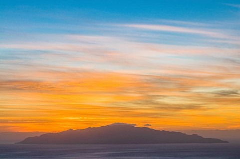 Sunset at the sea. Fogo. Cabo Verde. Africa