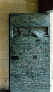 Ornaments and figures on the magnificent portals of the Sagrada family, Barcelona, Catalonia,