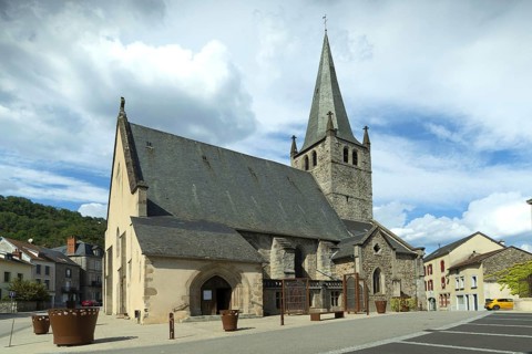 Bort-les-Orgues. Church Saint Germain and Saint Remede, Correze department. Nouvelle Aquitaine.