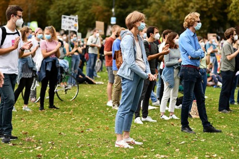 Heidelberg, Germany, 24th September 2021: People attending Global Climate Strike demonstration with