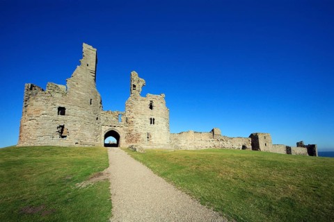 Dunstanburgh castle, Northumberland national park, England, United Kingdom, Europe